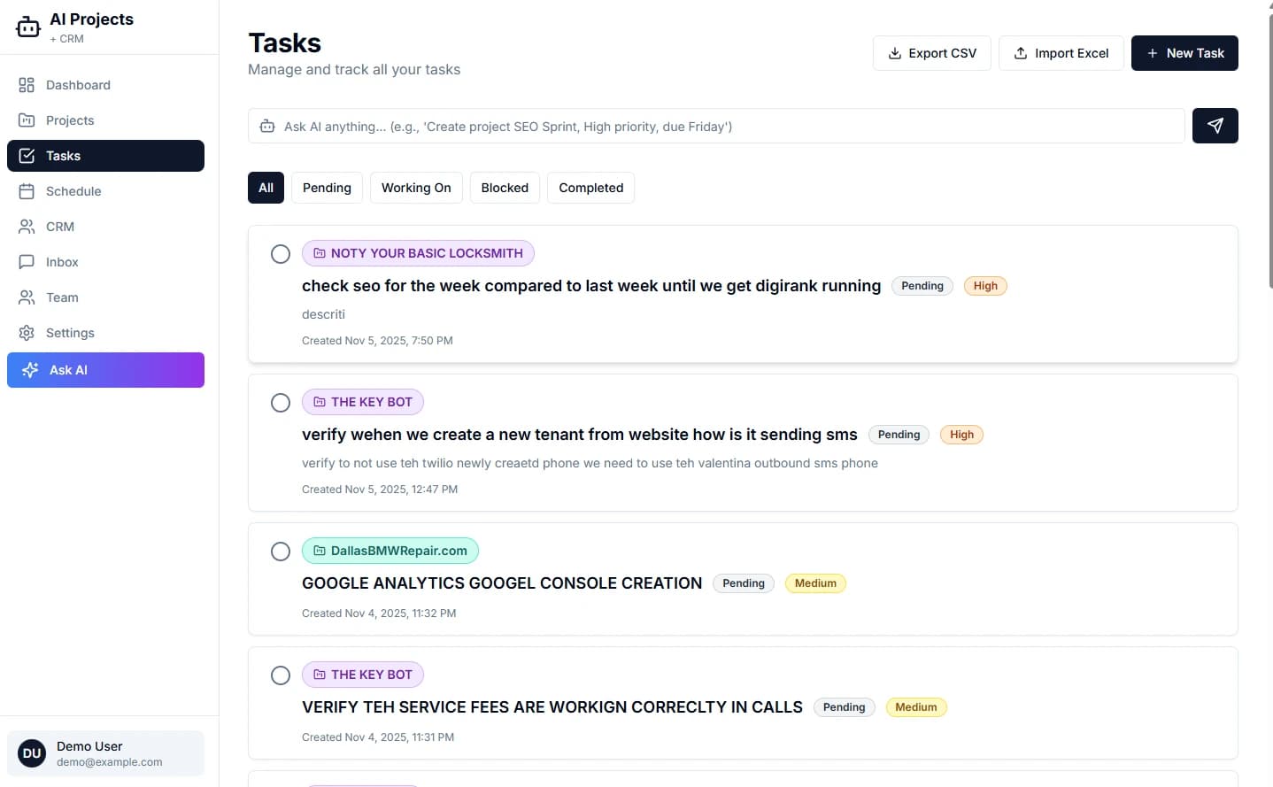 Updates Feed - Real-time activity stream with team mentions